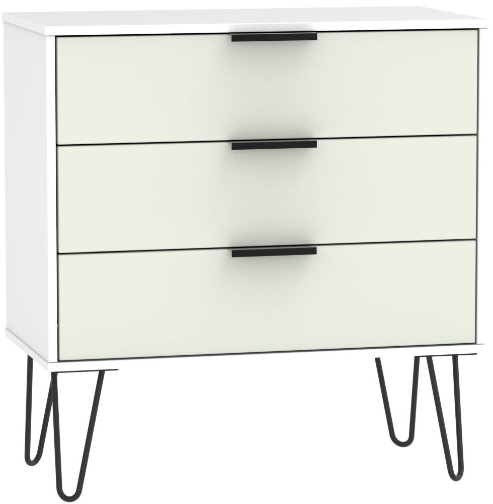 Hong Kong Cashmere and White 3 Drawer Midi Chest with Hairpin Legs