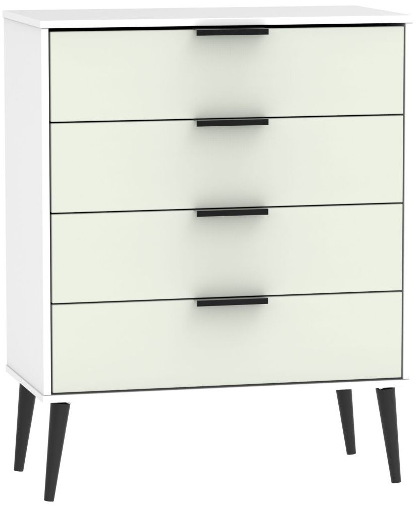 Hong Kong Cashmere and White 4 Drawer Chest with Wooden Legs