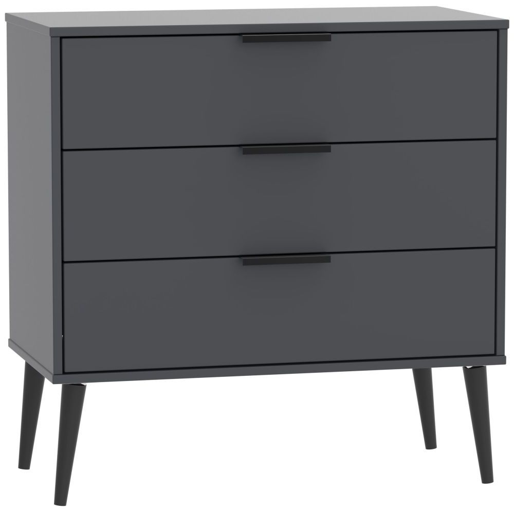 Hong Kong Graphite 3 Drawer Midi Chest with Wooden Legs