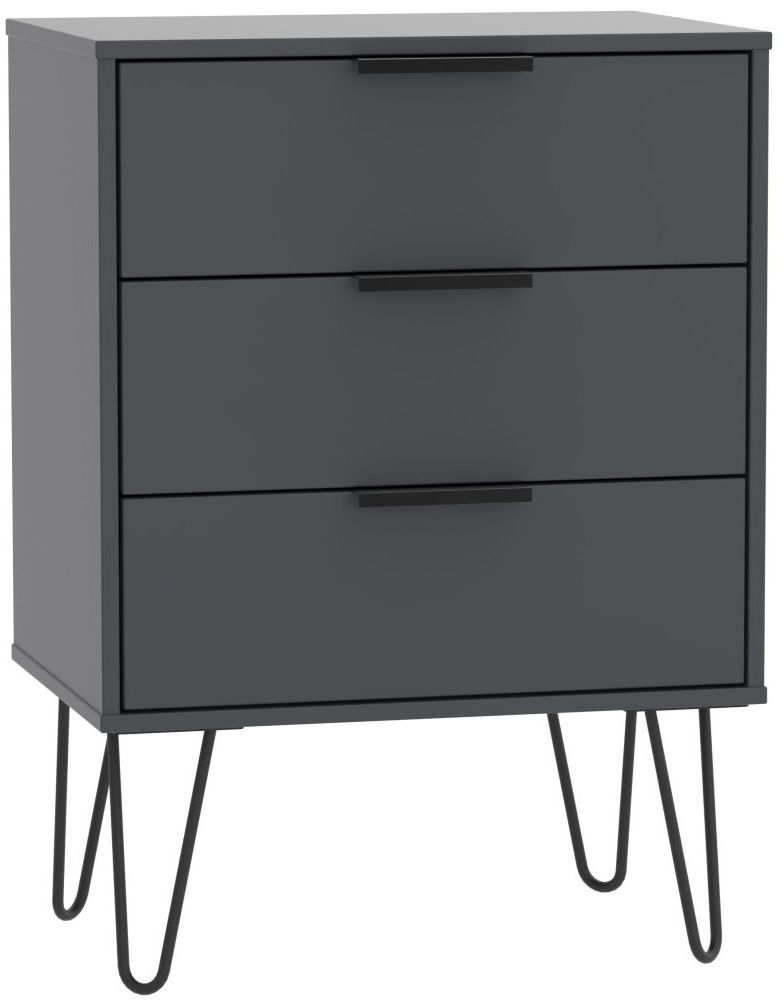Hong Kong Graphite 3 Drawer Small Chest with Hairpin Legs