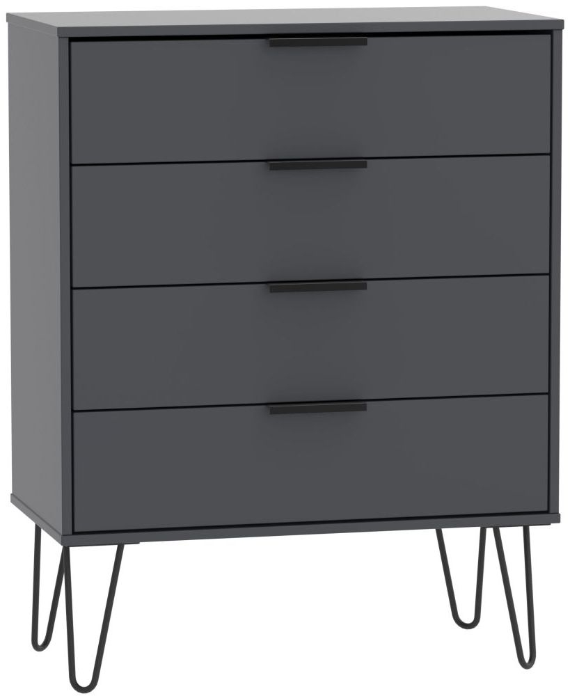 Hong Kong Graphite 4 Drawer Chest with Hairpin Legs