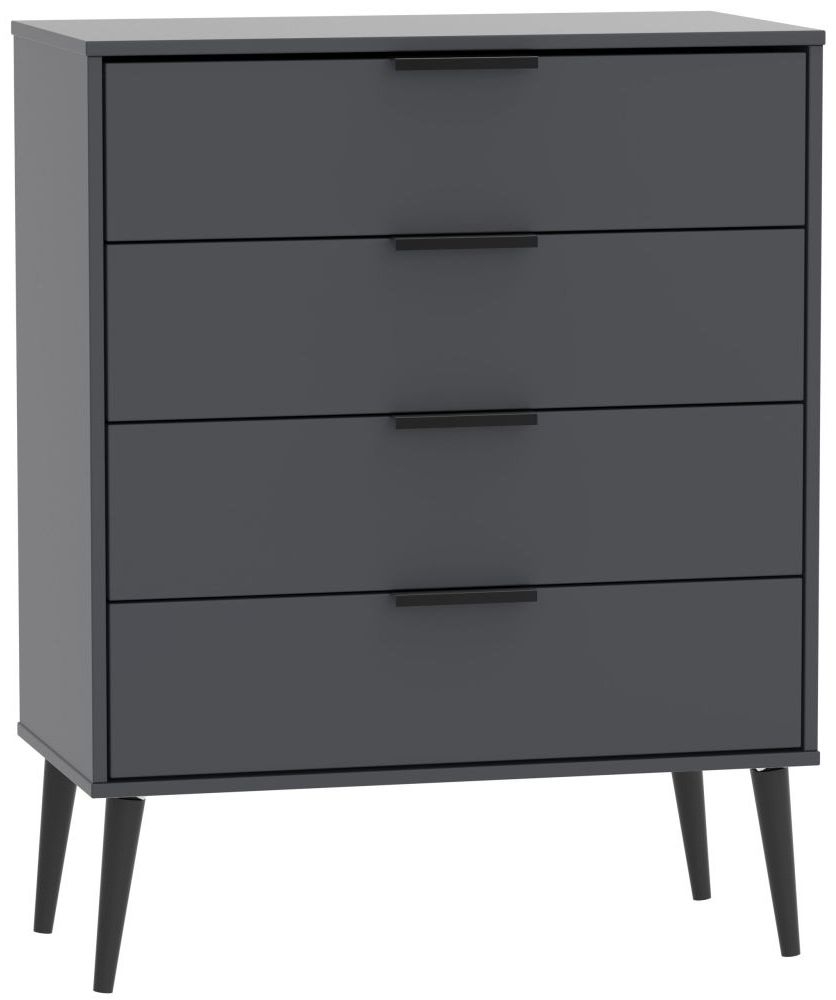 Hong Kong Graphite 4 Drawer Chest with Wooden Legs