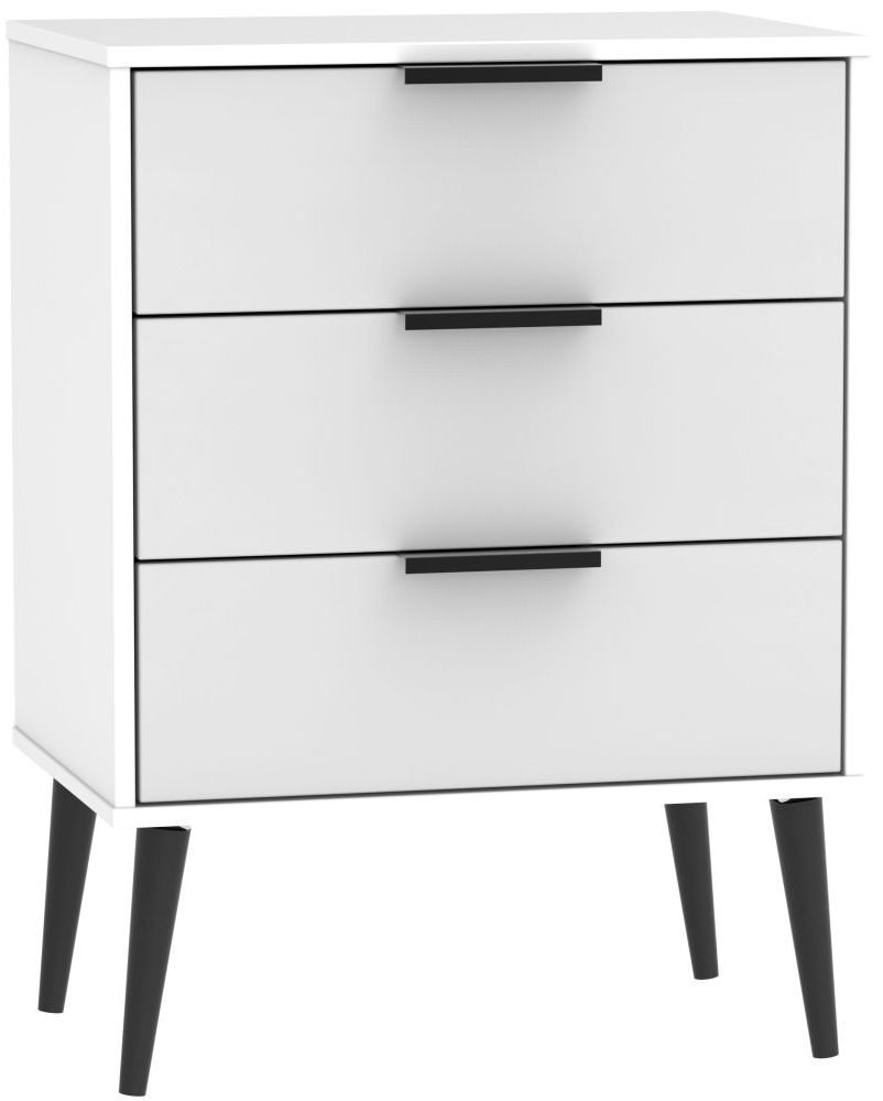 Hong Kong Grey and White 3 Drawer Small Chest with Wooden Legs