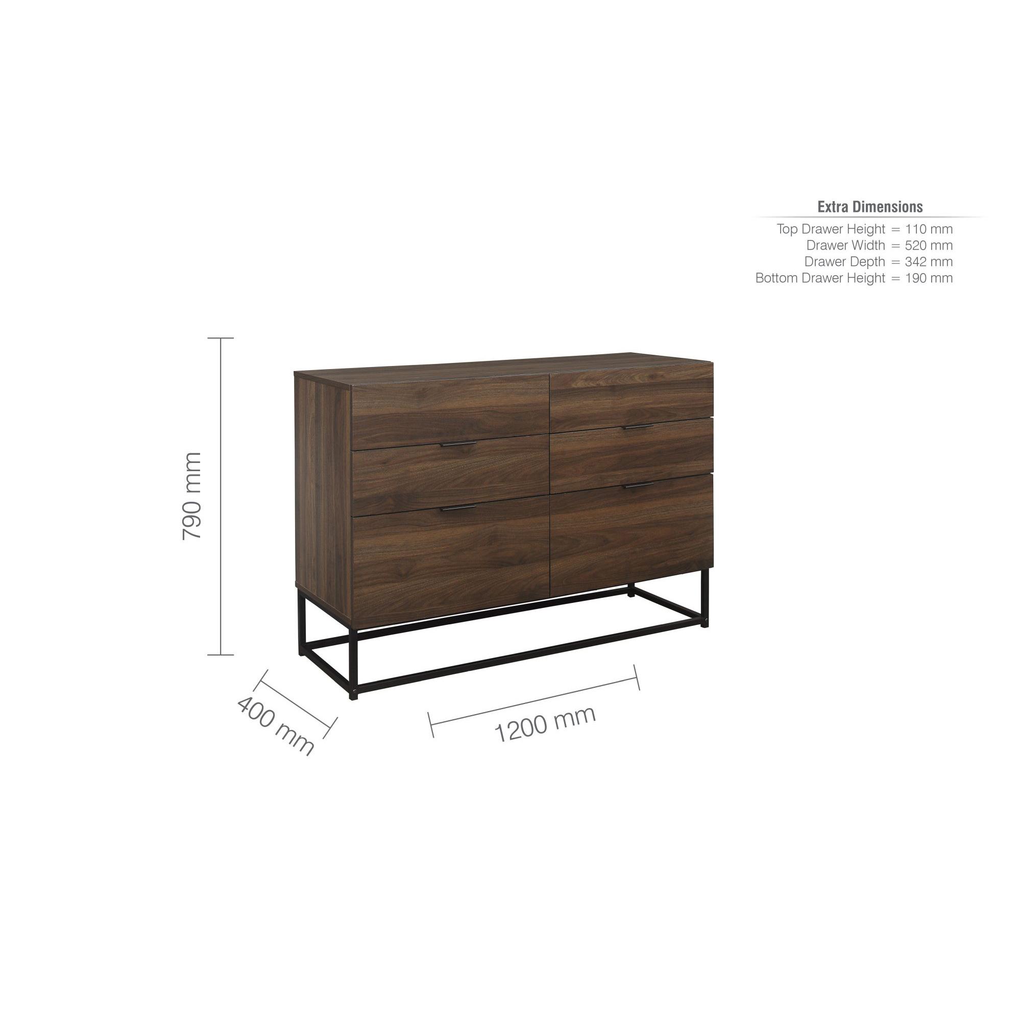 Houston Wide Chest - 6 Drawer - Walnut
