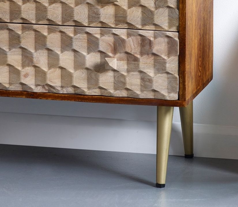 Imphal Mango Wood Geomatric 4 Drawer Chest