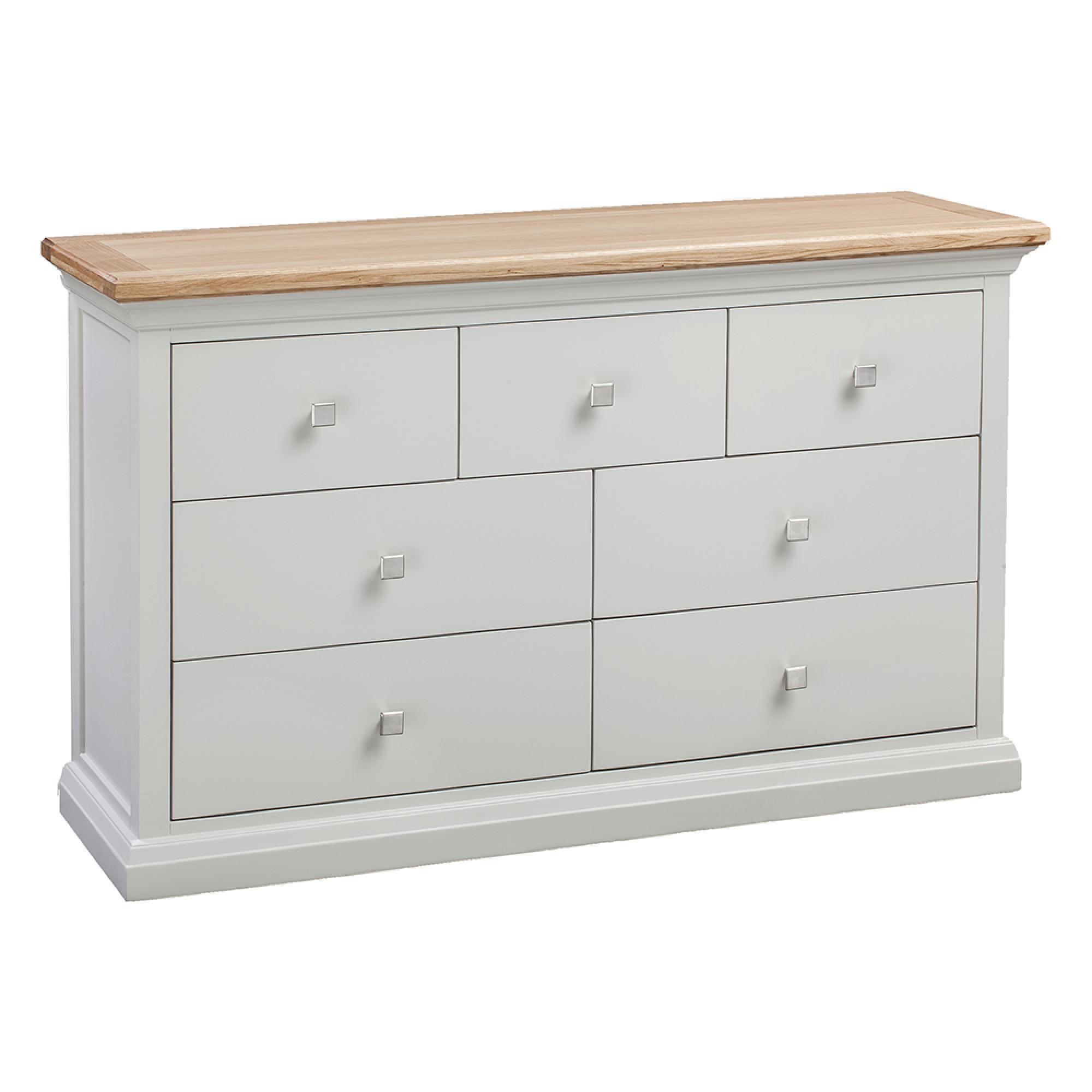 Cotswold Chest of Drawers - 4+3 Drawer - Wide - Oak and Painted