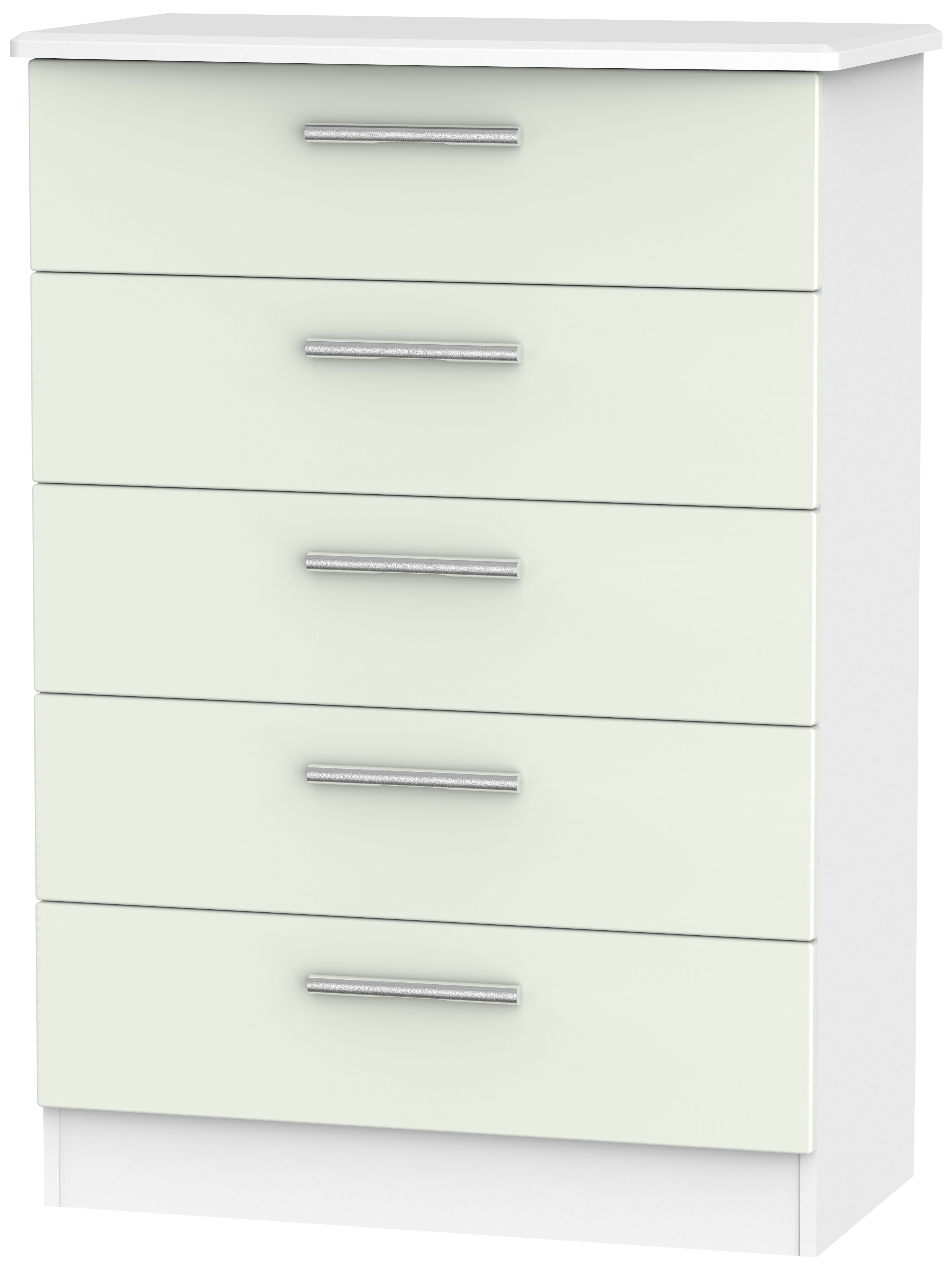 Knightsbridge Cashmere Matt and White 5 Drawer Chest