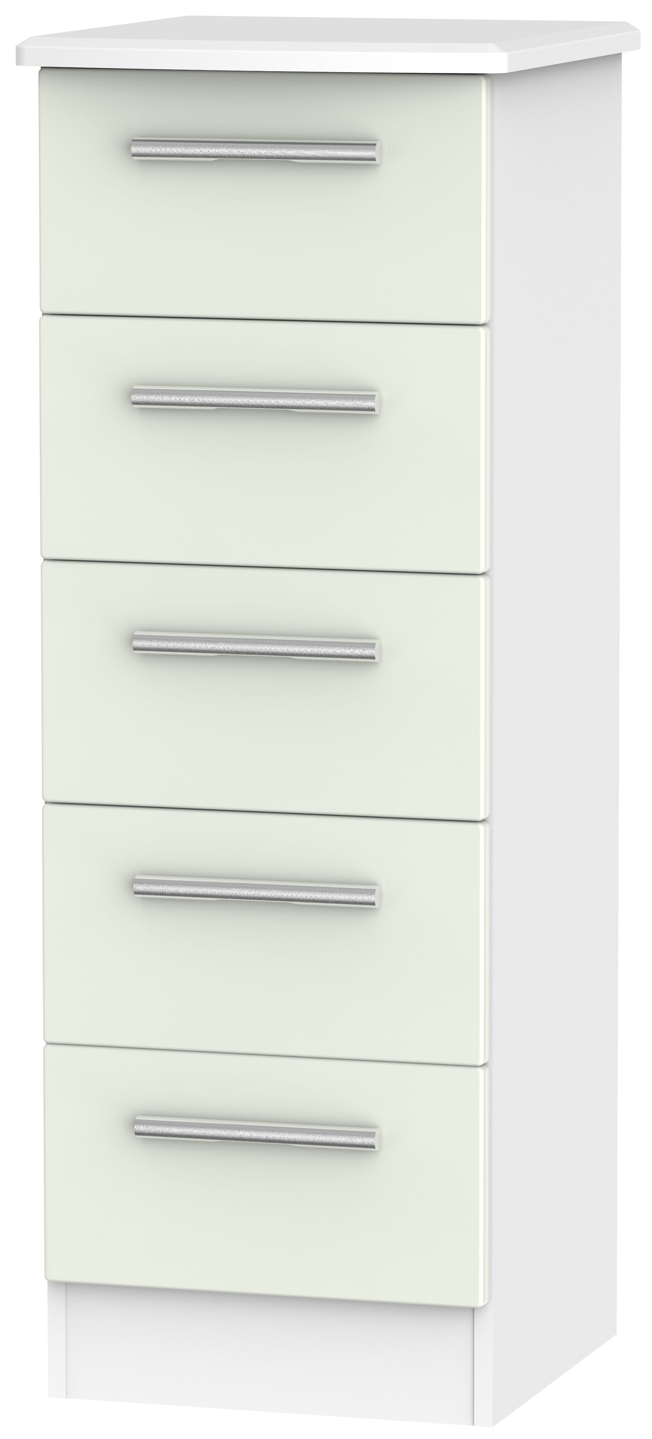 Knightsbridge Cashmere Matt and White 5 Drawer Narrow Chest