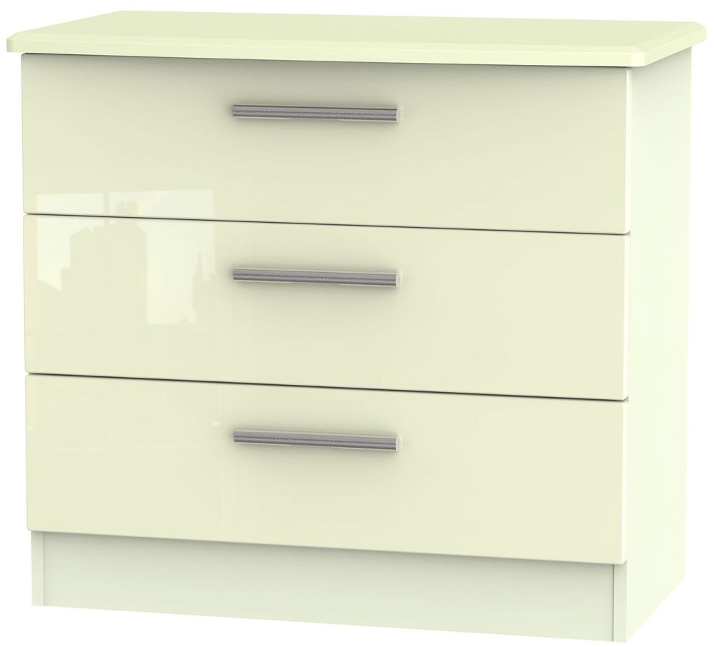 Knightsbridge Cream Gloss 3 Drawer Small Chest