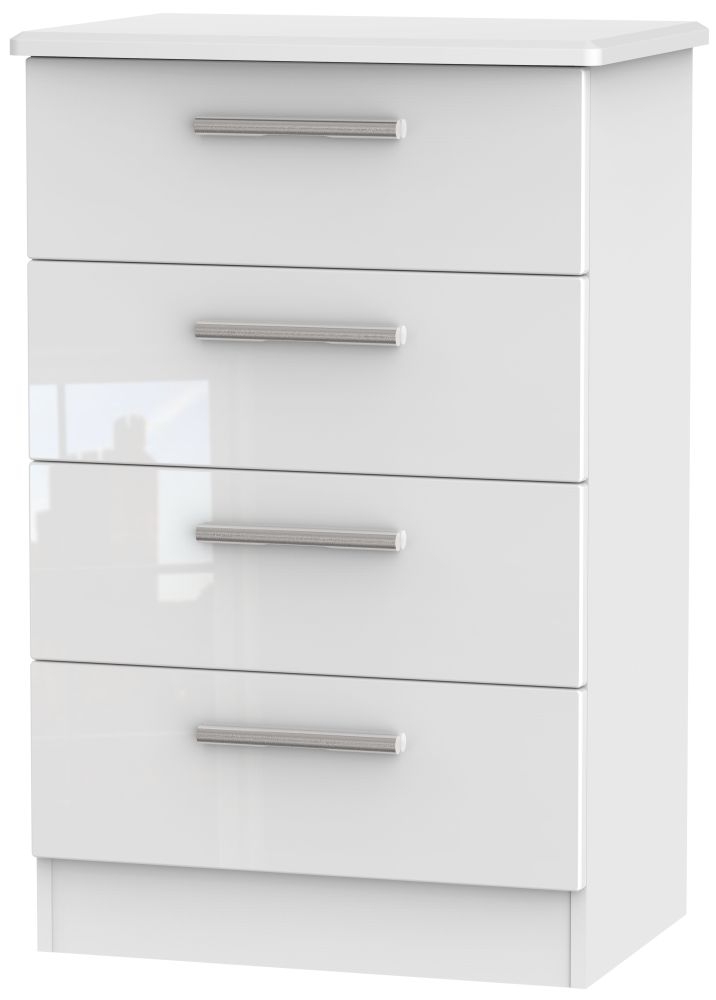 Knightsbridge White Gloss 4 Drawer Midi Chest
