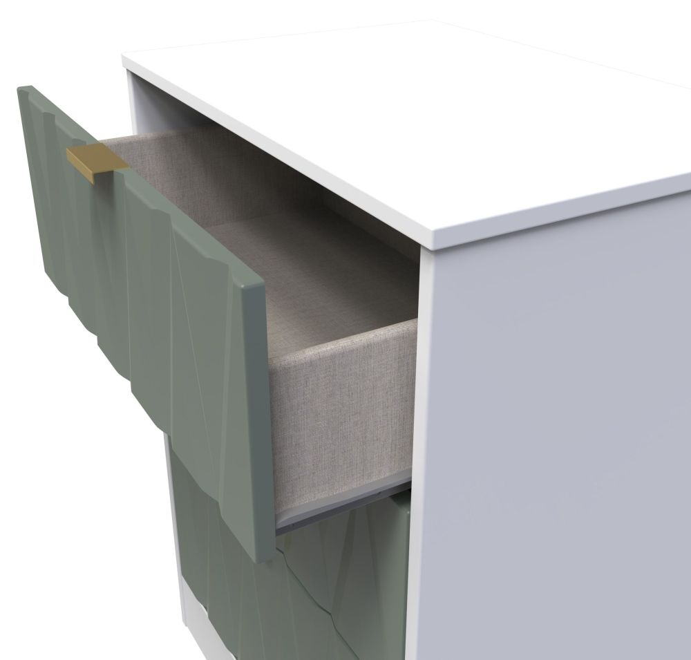 Las Vegas Chest - Deep Midi - 3 Drawer - White and Green