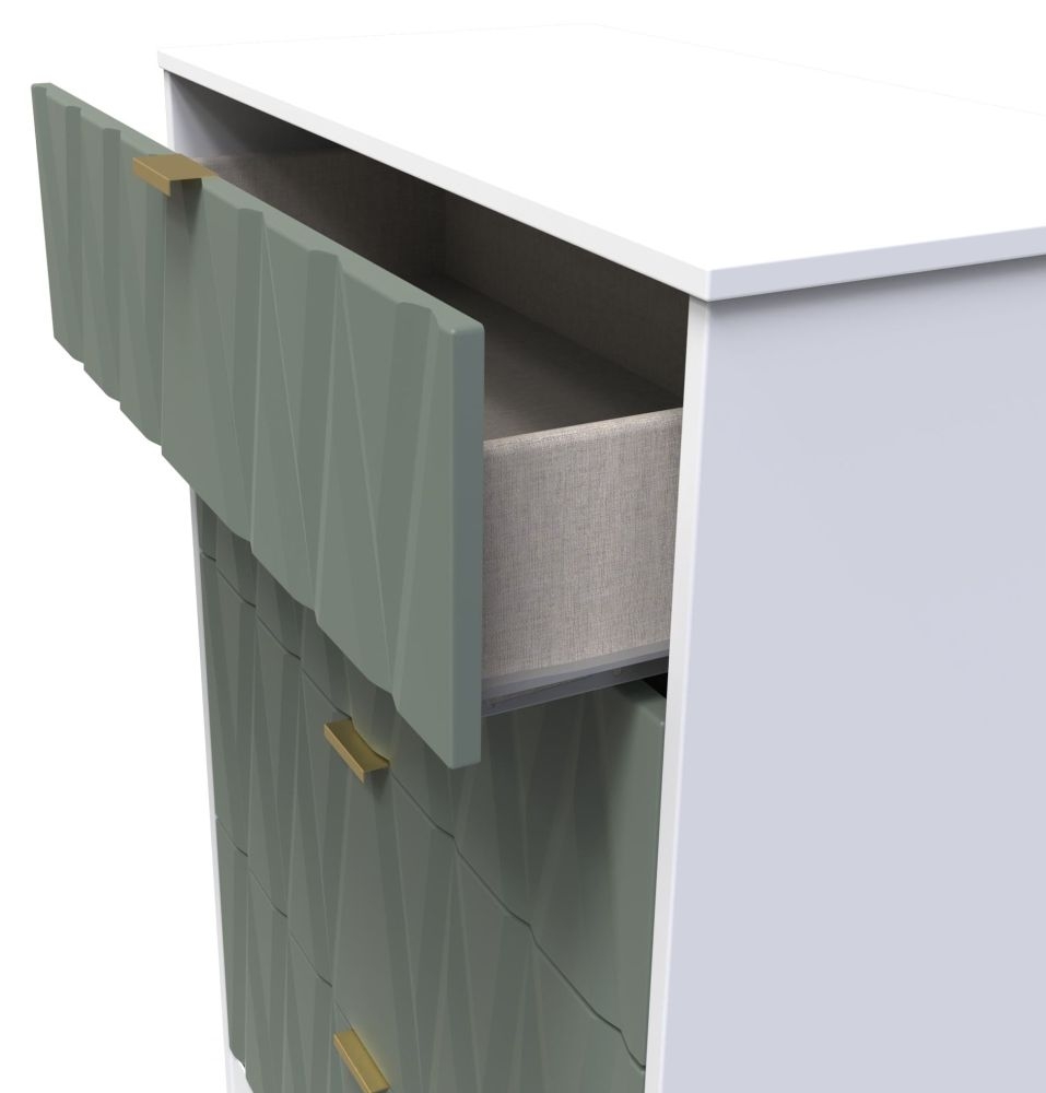 Las Vegas Chest - Deep - 4 Drawer - White and Green