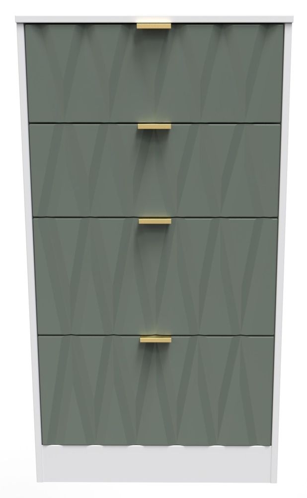 Las Vegas White and Green 4 Drawer Deep Midi Chest