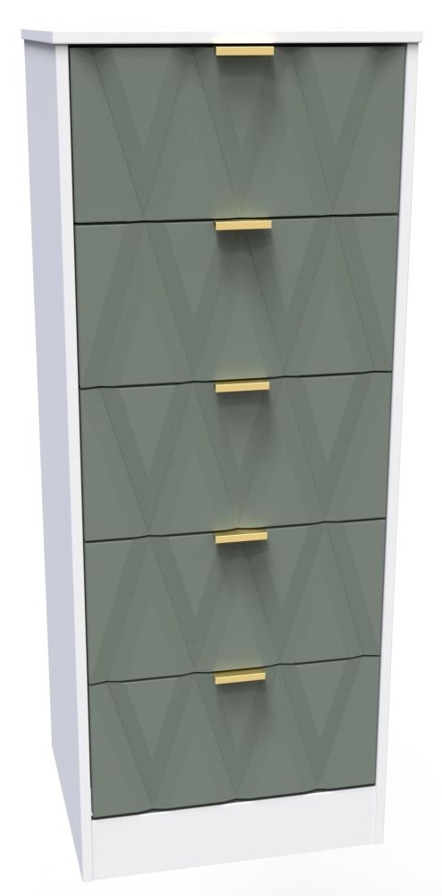 Las Vegas Chest - Narrow - 5 Drawer - White and Green