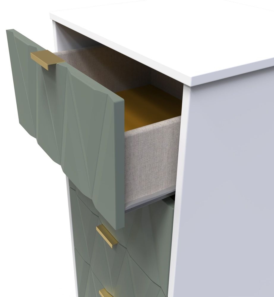 Las Vegas Chest - Narrow - 5 Drawer - White and Green