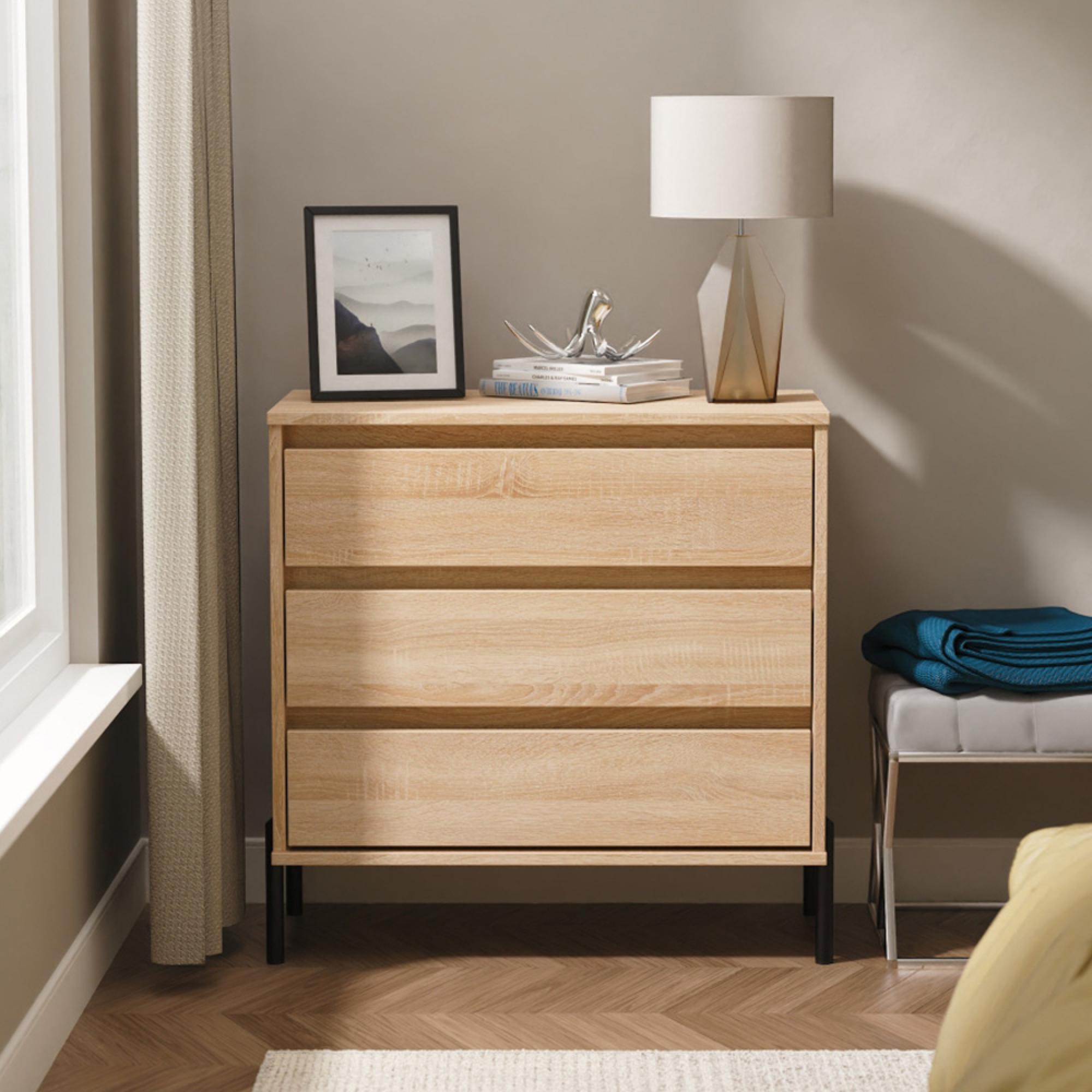 Leona Chest - 3 Drawer - Bardolino Oak