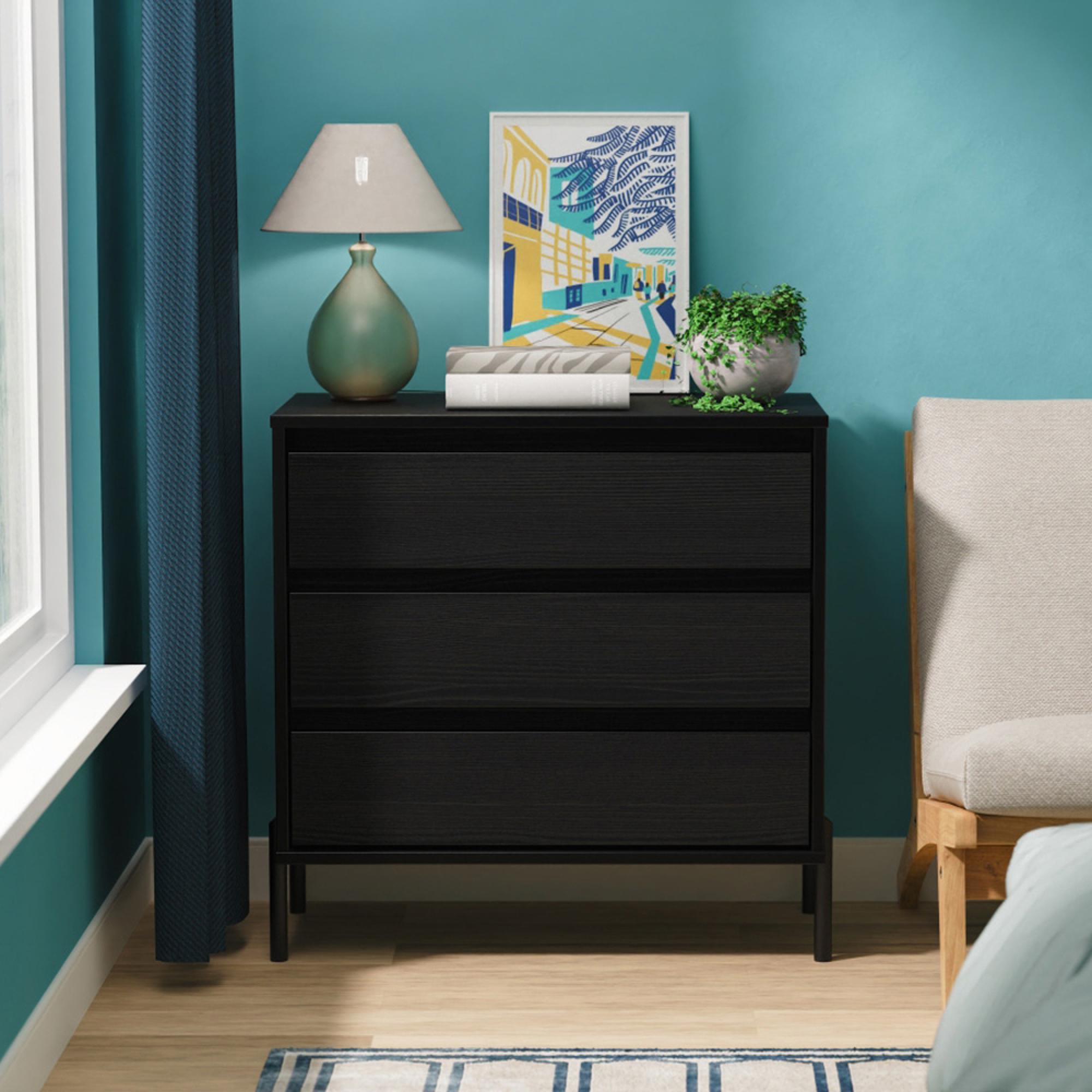 Leona Chest - 3 Drawer - Black Ash