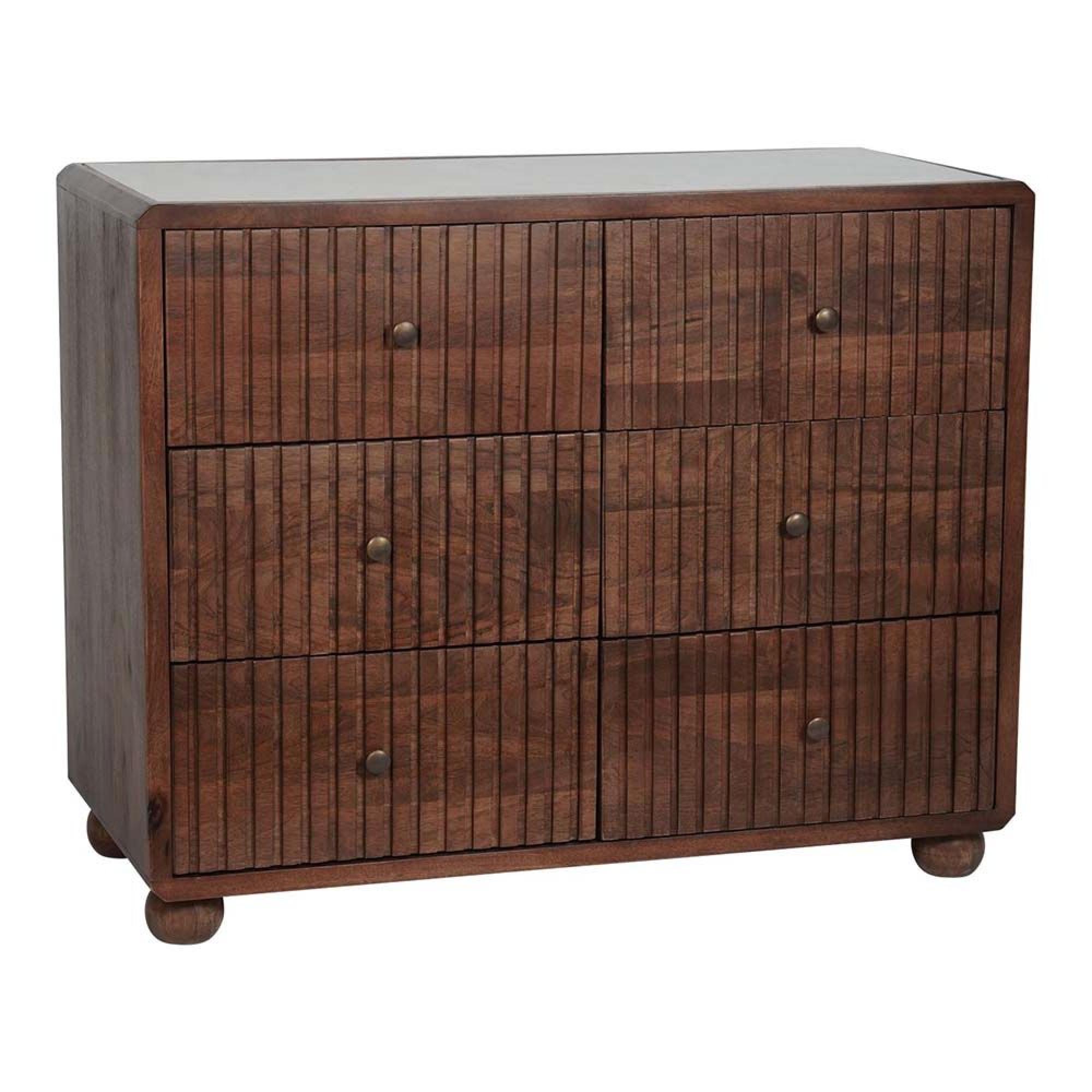 Carmel Chest with Marble Top - Wooden - 6 Drawer