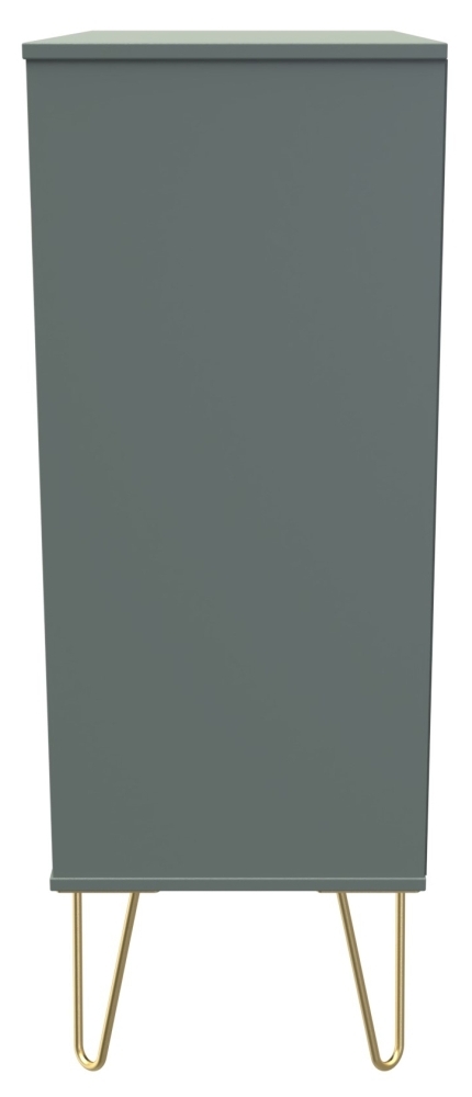 Linear Chest - 5 Drawer - with Gold Hairpin Legs - Green