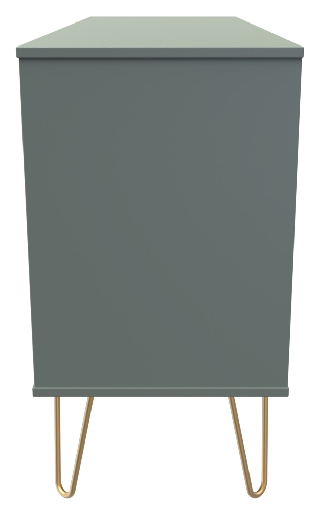 Linear Chest - Midi - 6 Drawer - with Gold Hairpin Legs - Green