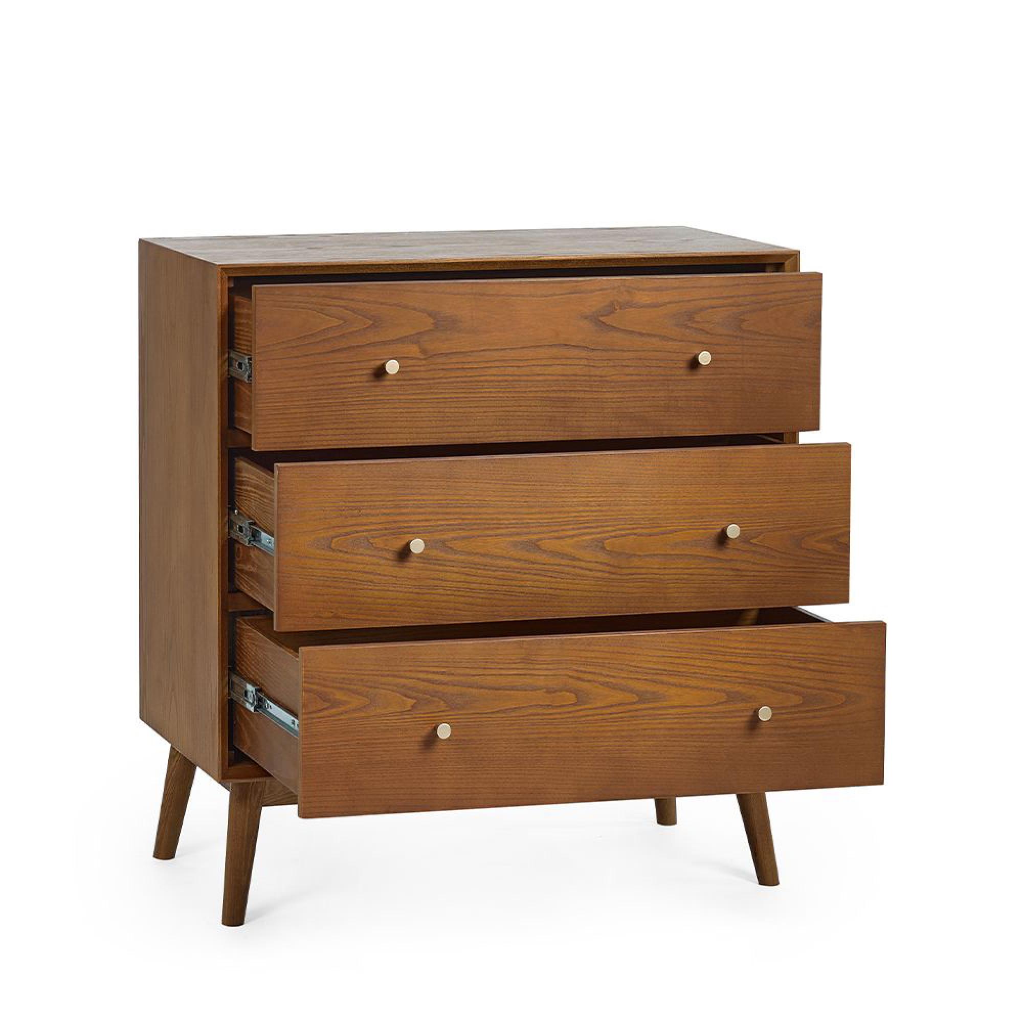 Lowry Chest of Drawers - 3 Drawer - Small - Cherry Wood - Retro Style