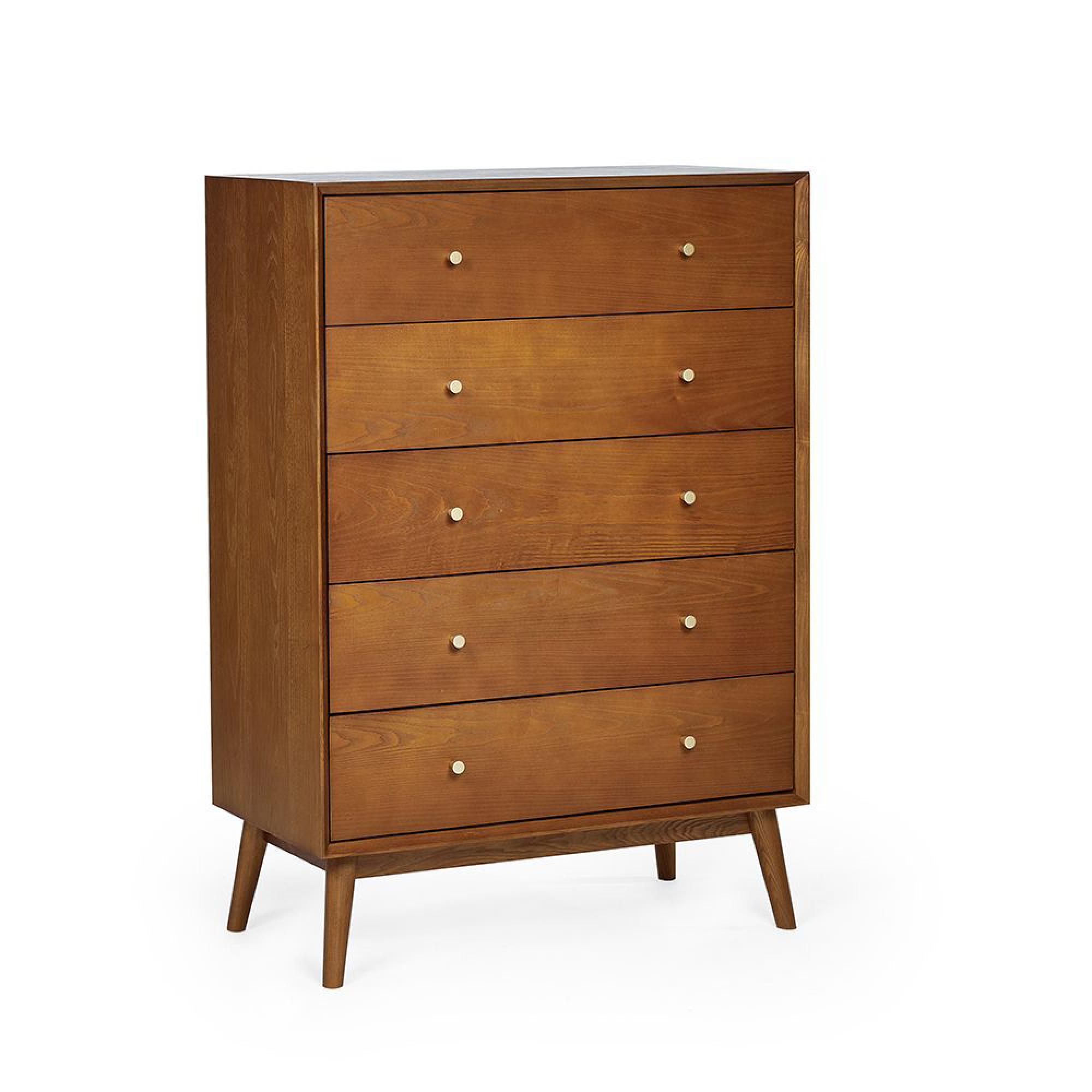 Lowry Chest of Drawers - 5 Drawer - Midi - Cherry Wood - Retro Style