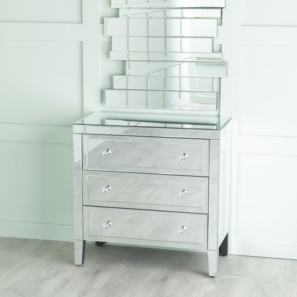 Lucia Small Chest - 3 Drawer - Mirrored