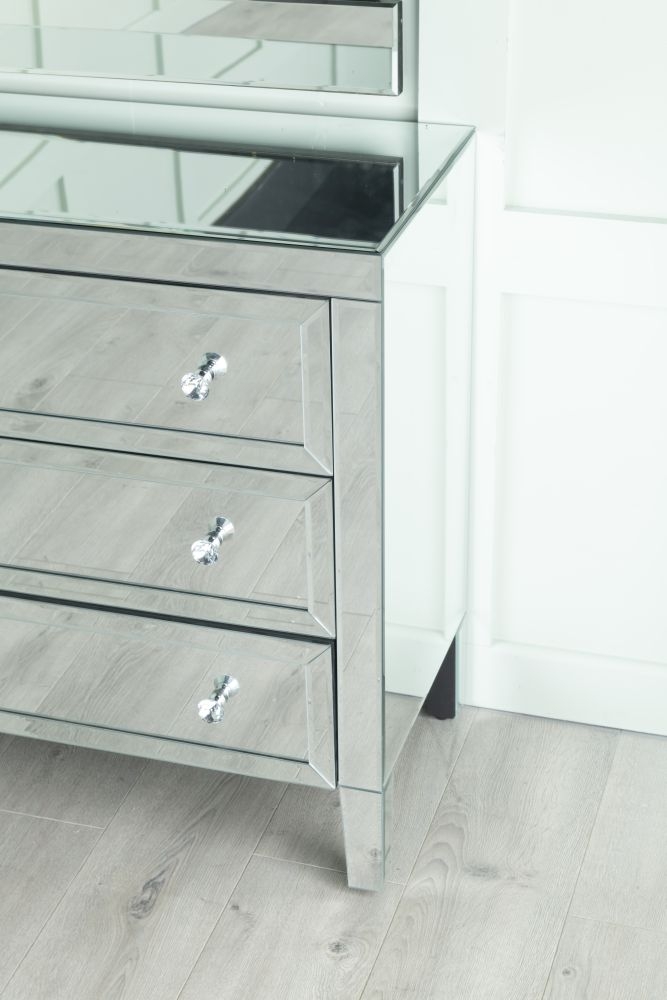 Lucia Small Chest - 3 Drawer - Mirrored