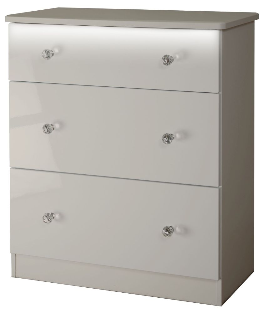 Lumiere Chest - Deep - 3 Drawer - Cashmere Gloss