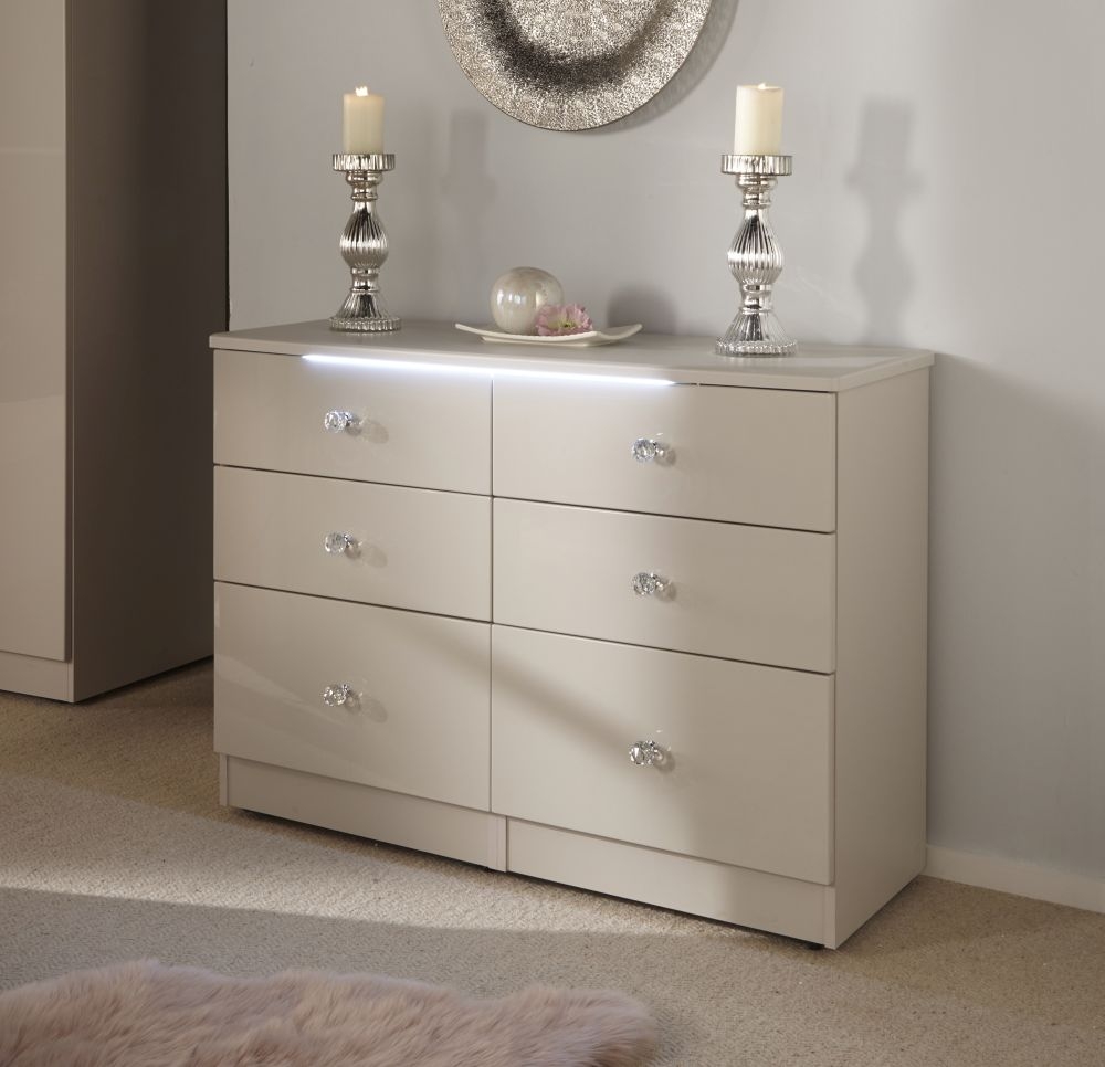 Lumiere Chest - Midi - 6 Drawer - Cashmere Gloss