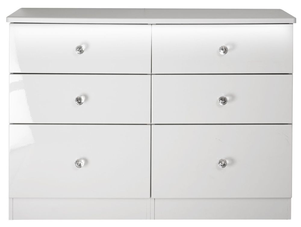 Lumiere White Gloss 6 Drawer Midi Chest