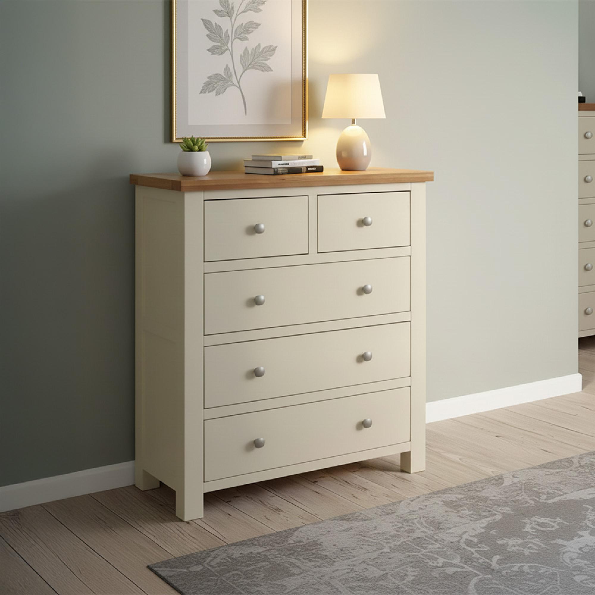 Lundy Chest - 2+3 Drawer - Ivory Painted