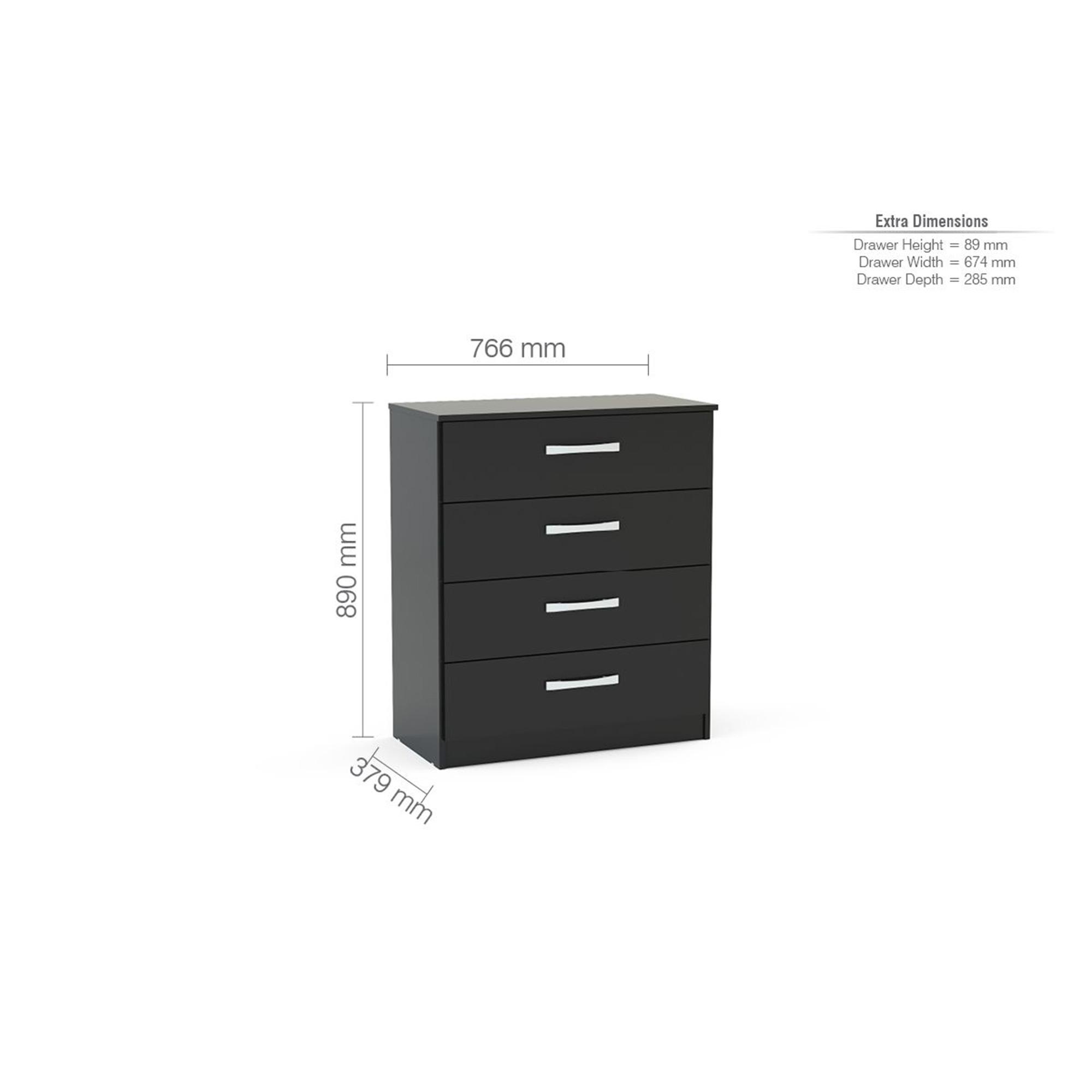 Lynx Chest - 4 Drawer - Black Gloss