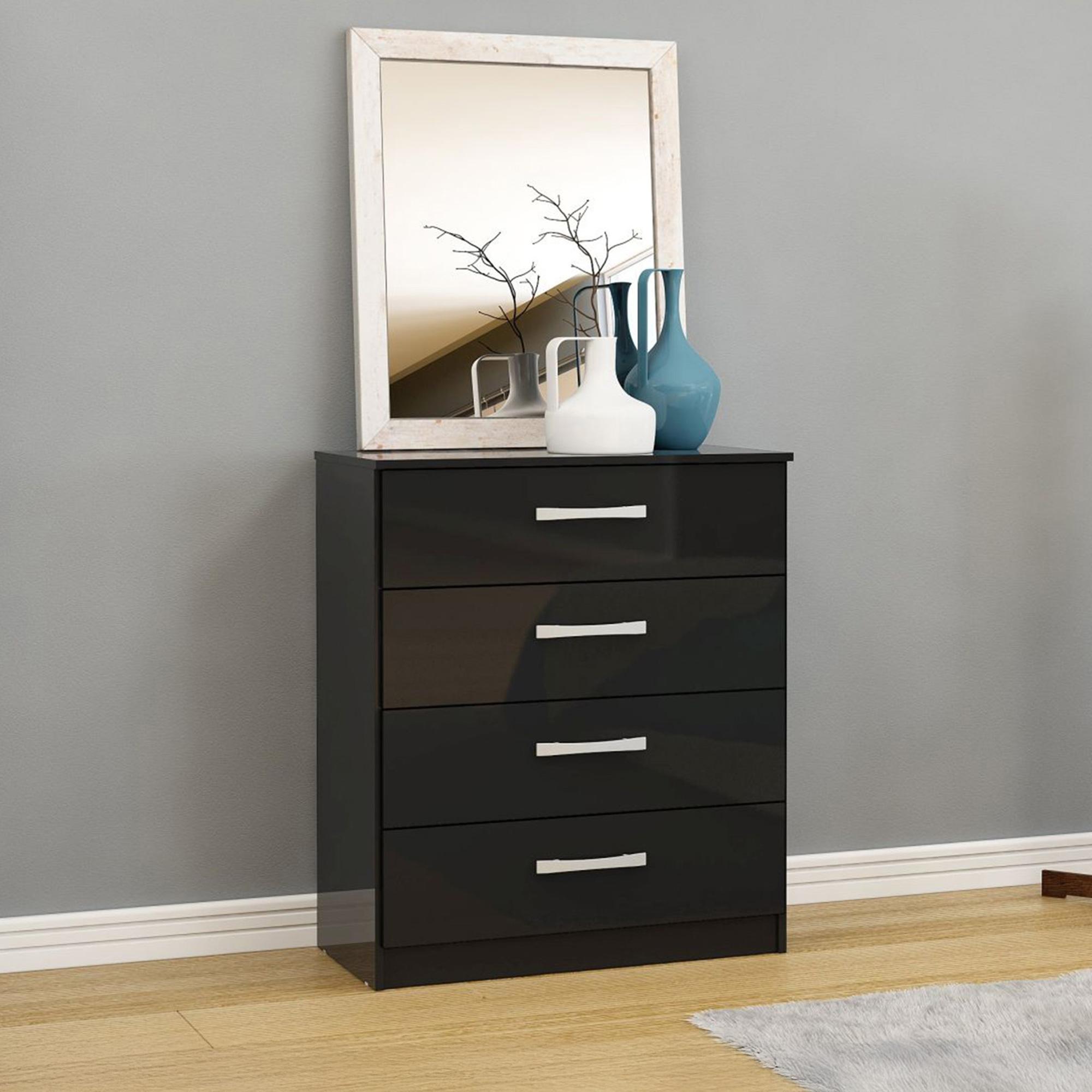 Lynx Chest - 4 Drawer - Black Gloss