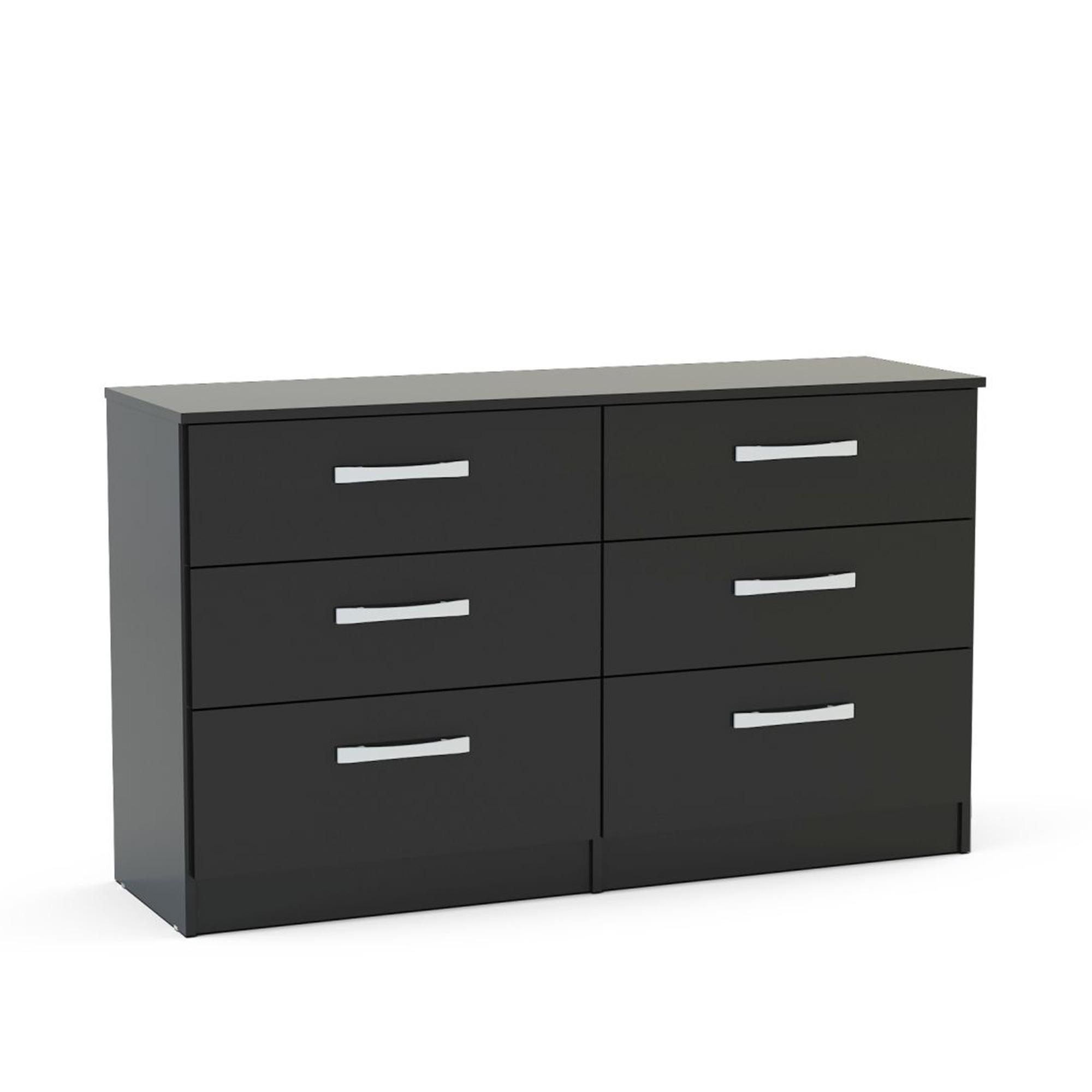 Lynx Wide Chest - 6 Drawer - Black Gloss