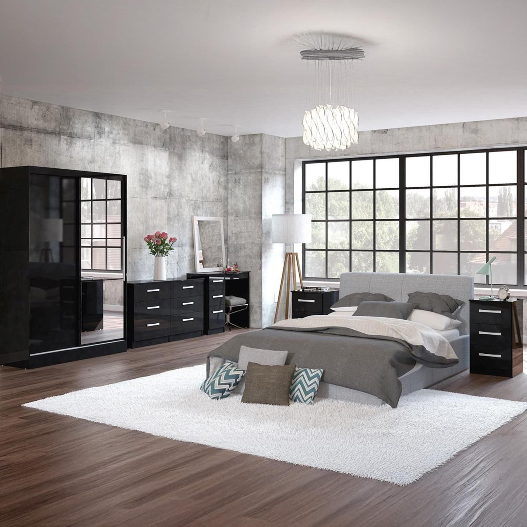 Lynx Wide Chest - 6 Drawer - Black Gloss