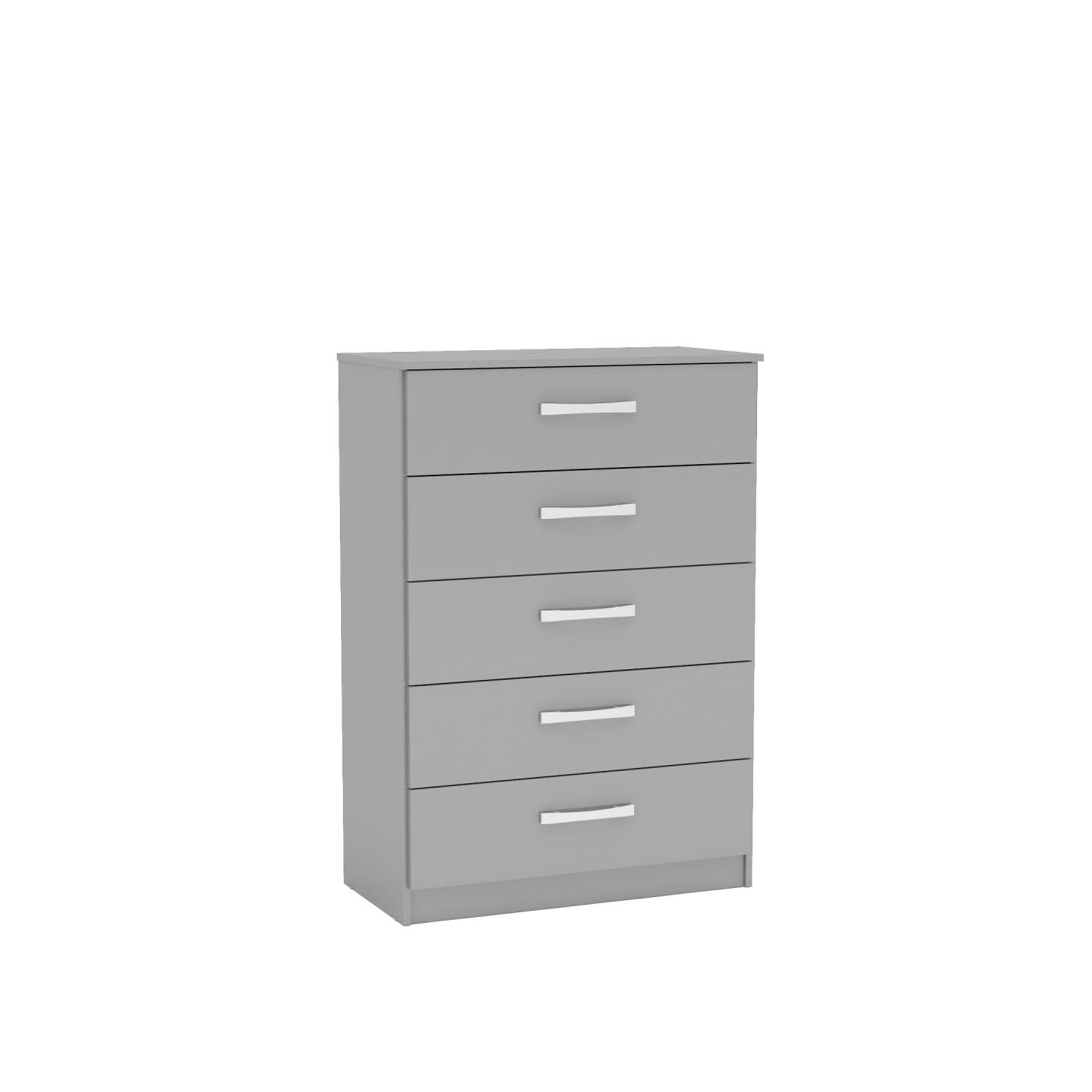 Lynx Chest - 5 Drawer - Grey Gloss