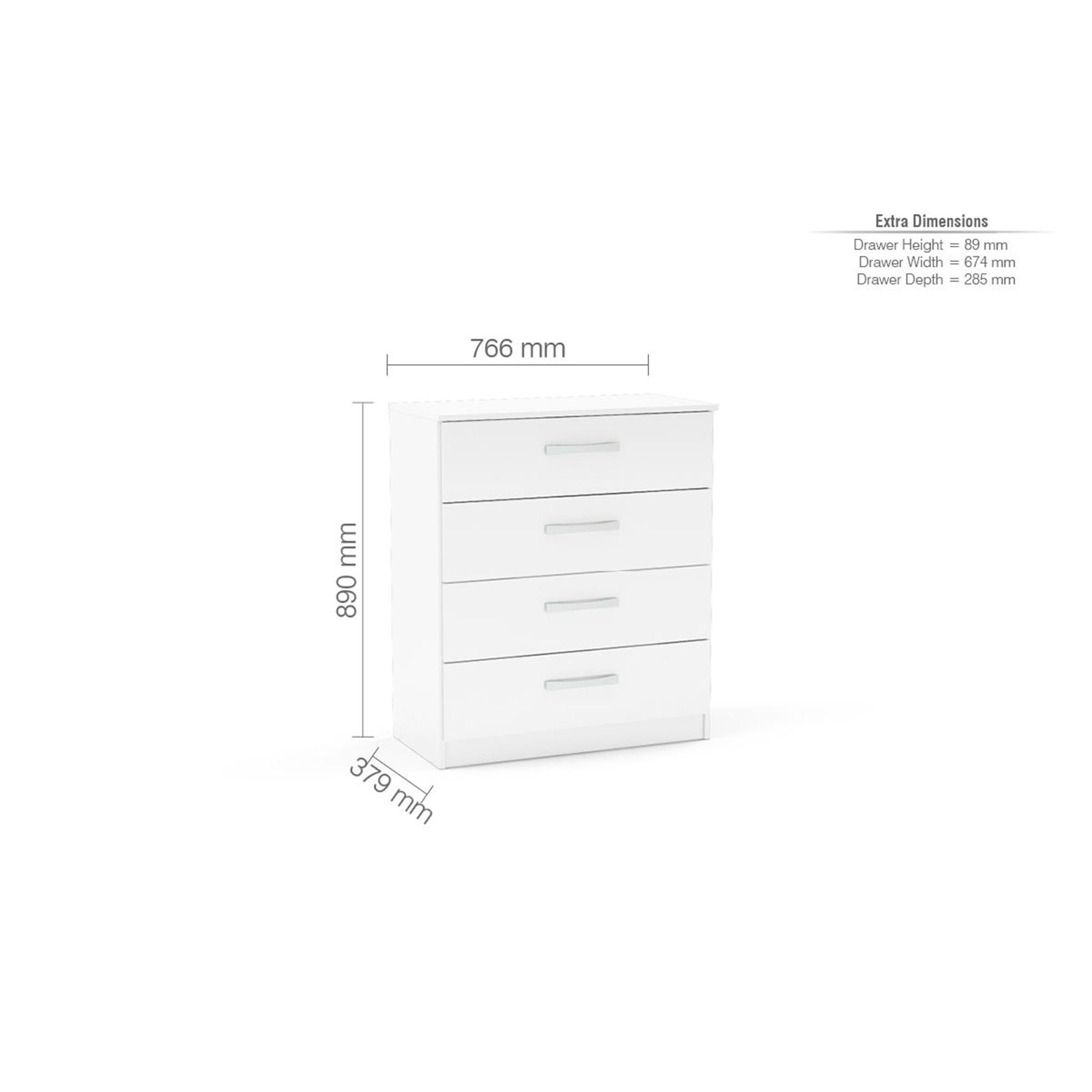 Lynx Chest - 4 Drawer - White Gloss