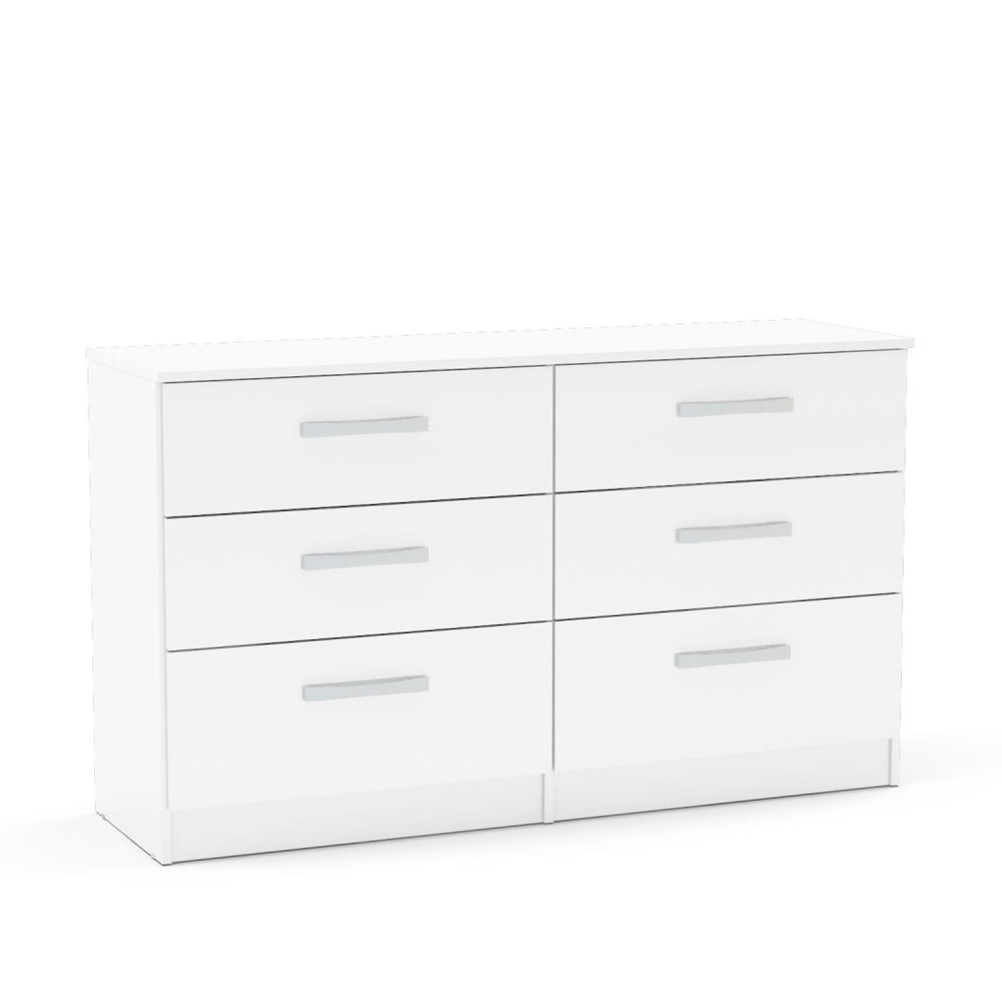 Lynx Wide Chest - 6 Drawer - White Gloss