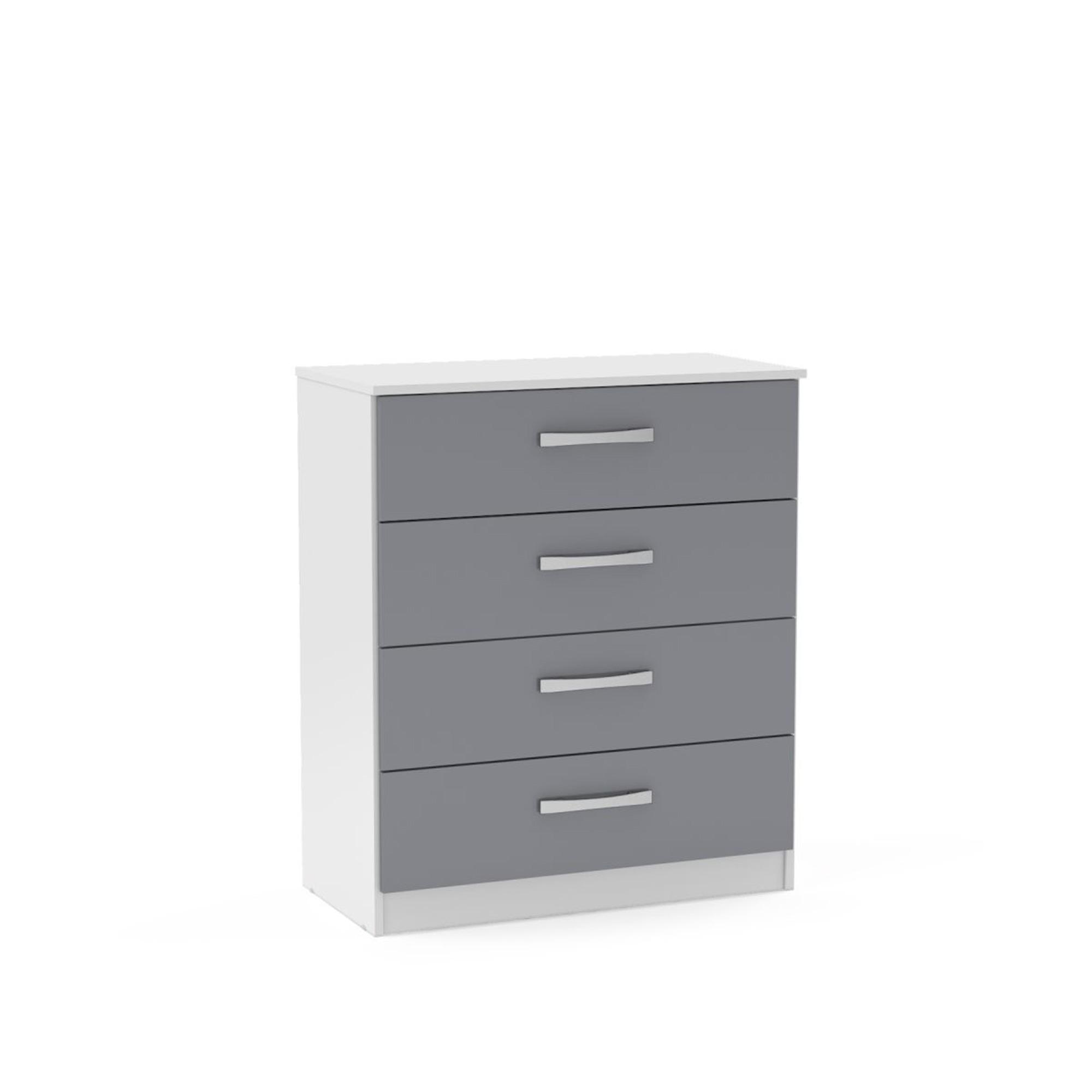 Lynx Chest - 4 Drawer - White and Grey Gloss