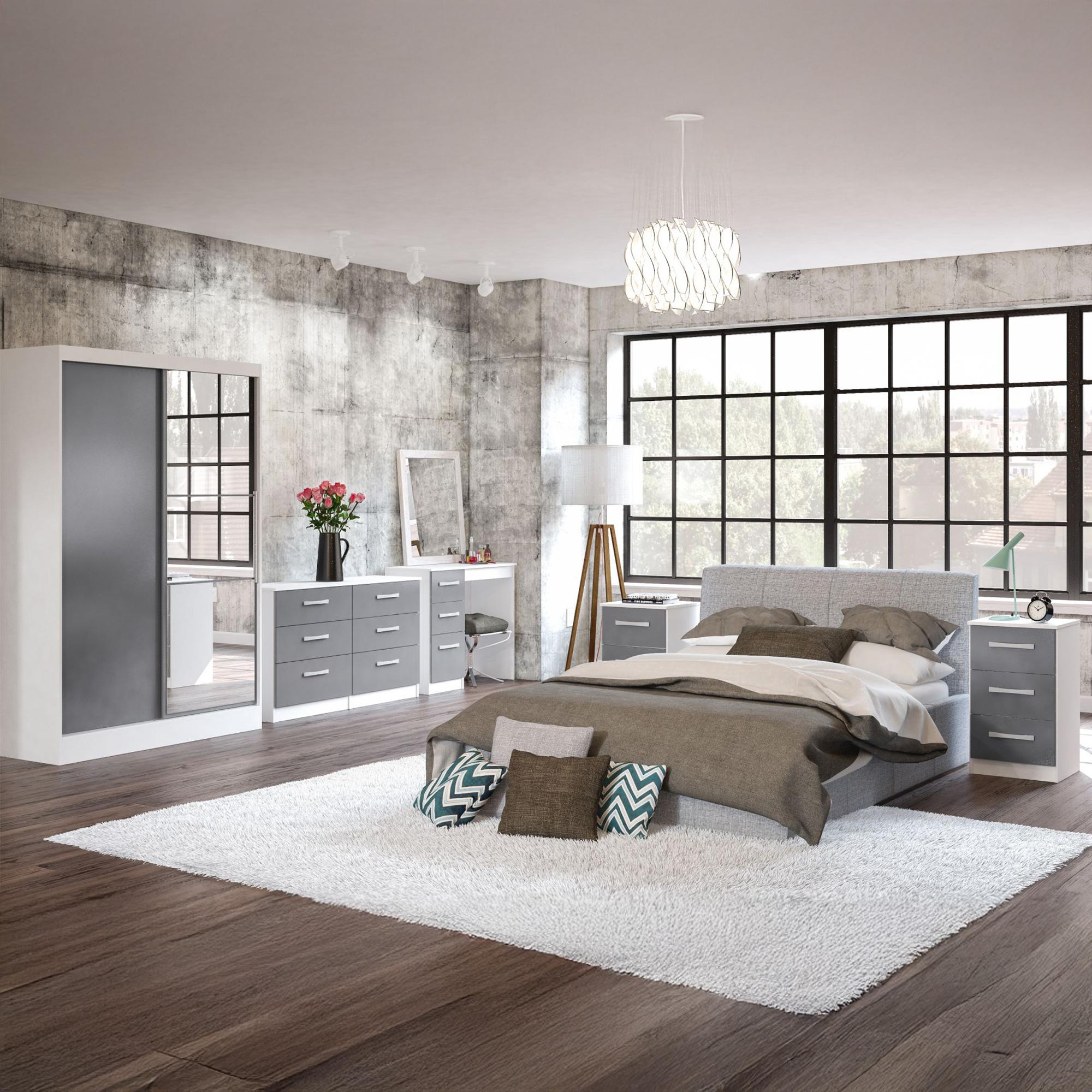 Lynx Wide Chest - 6 Drawer - White and Grey Gloss