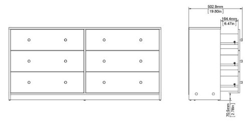 May Black 6 Drawer Wide Chest