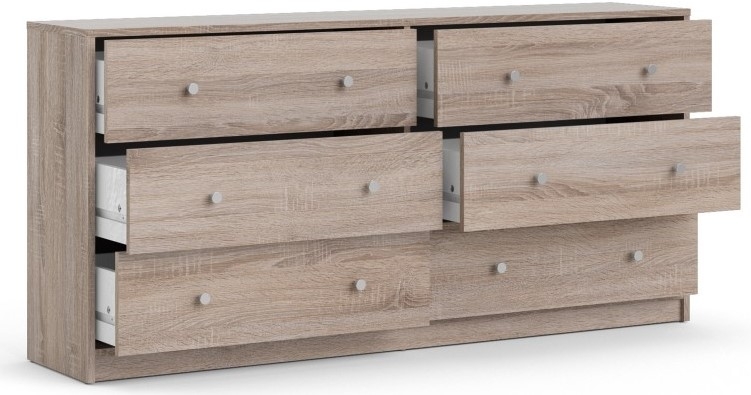 May Oak Effect 6 Drawer Wide Chest