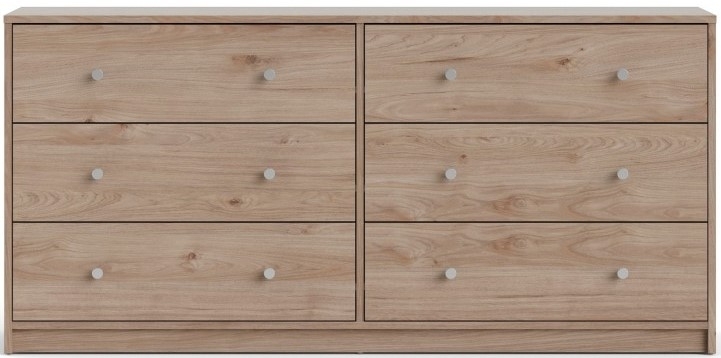 May Oak Effect 6 Drawer Wide Chest