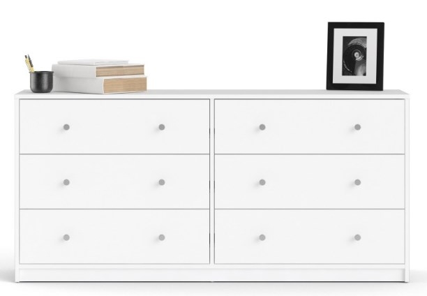 May White 6 Drawer Wide Chest