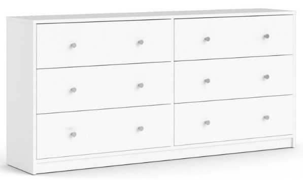 May White 6 Drawer Wide Chest