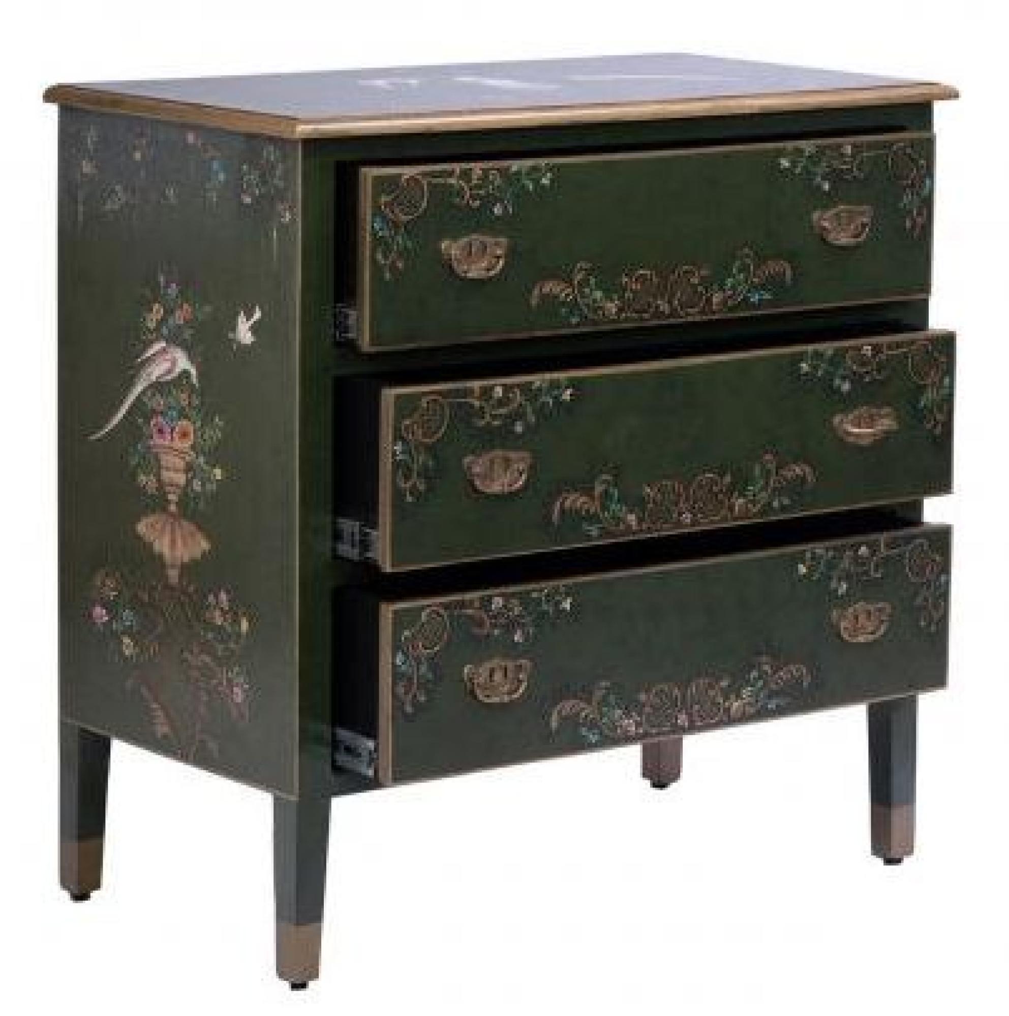 Meerut Green Fountain Design 3 Drawer Small Chest