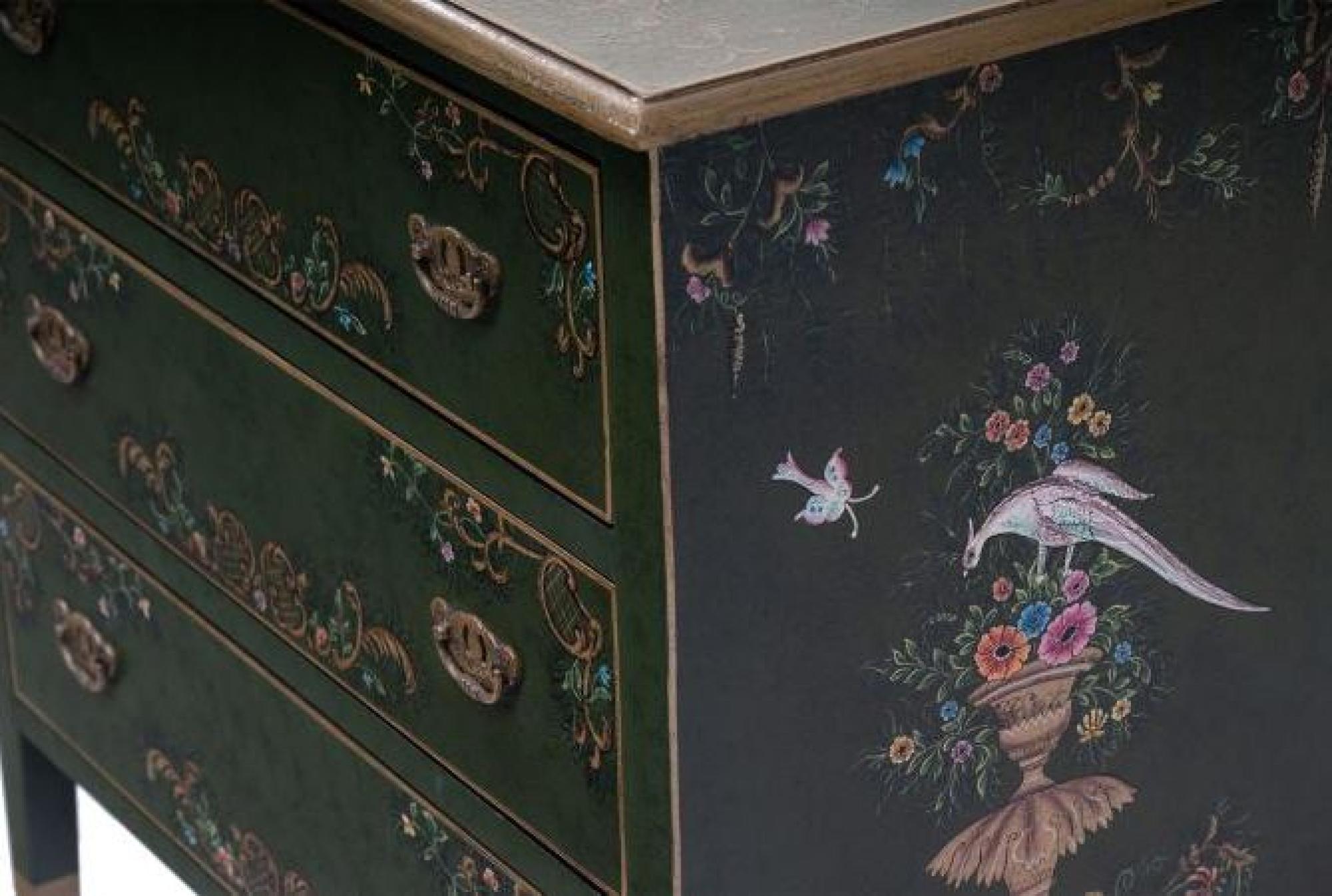 Meerut Green Fountain Design 3 Drawer Small Chest