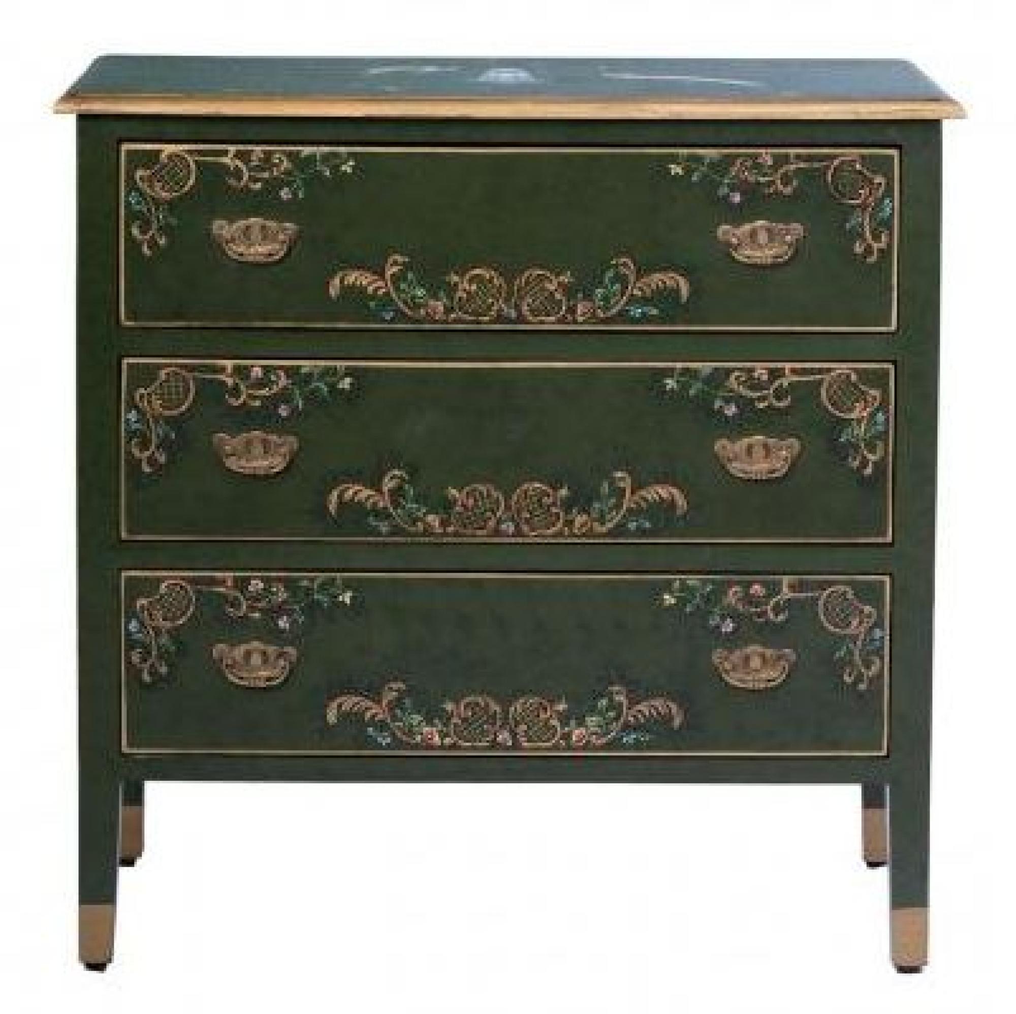 Meerut Green Fountain Design 3 Drawer Small Chest