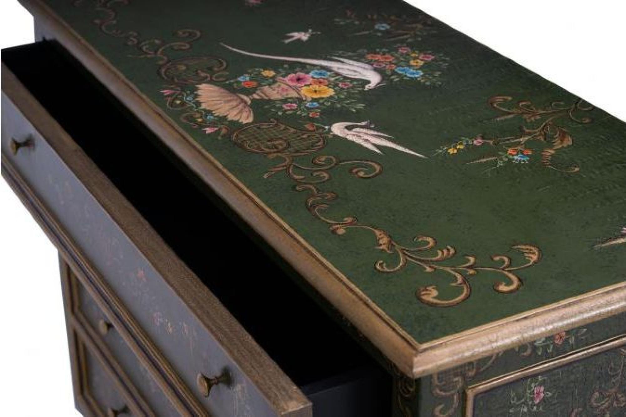 Meerut Green Fountain Design 4 Drawer Chest